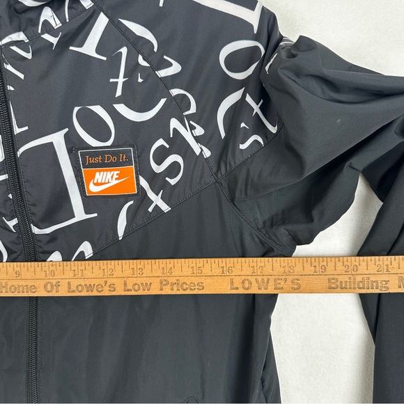 Nike Windrunner Jacket Just Do It Full Zip Hood Black White Logo Print Youth L - Picture 12 of 16